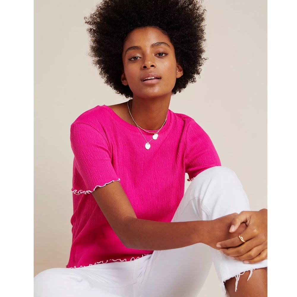 NWOT Anthropologie Cathleen Textured Tee Pink